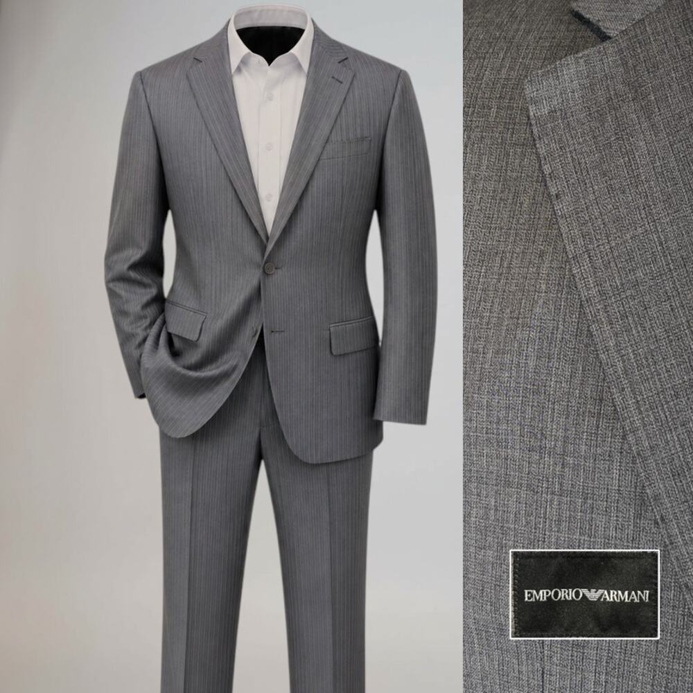 Emporio Armani G-Line Suit 38R 31x30 Gray Two Tone Melange Designer - Picture 1 of 14